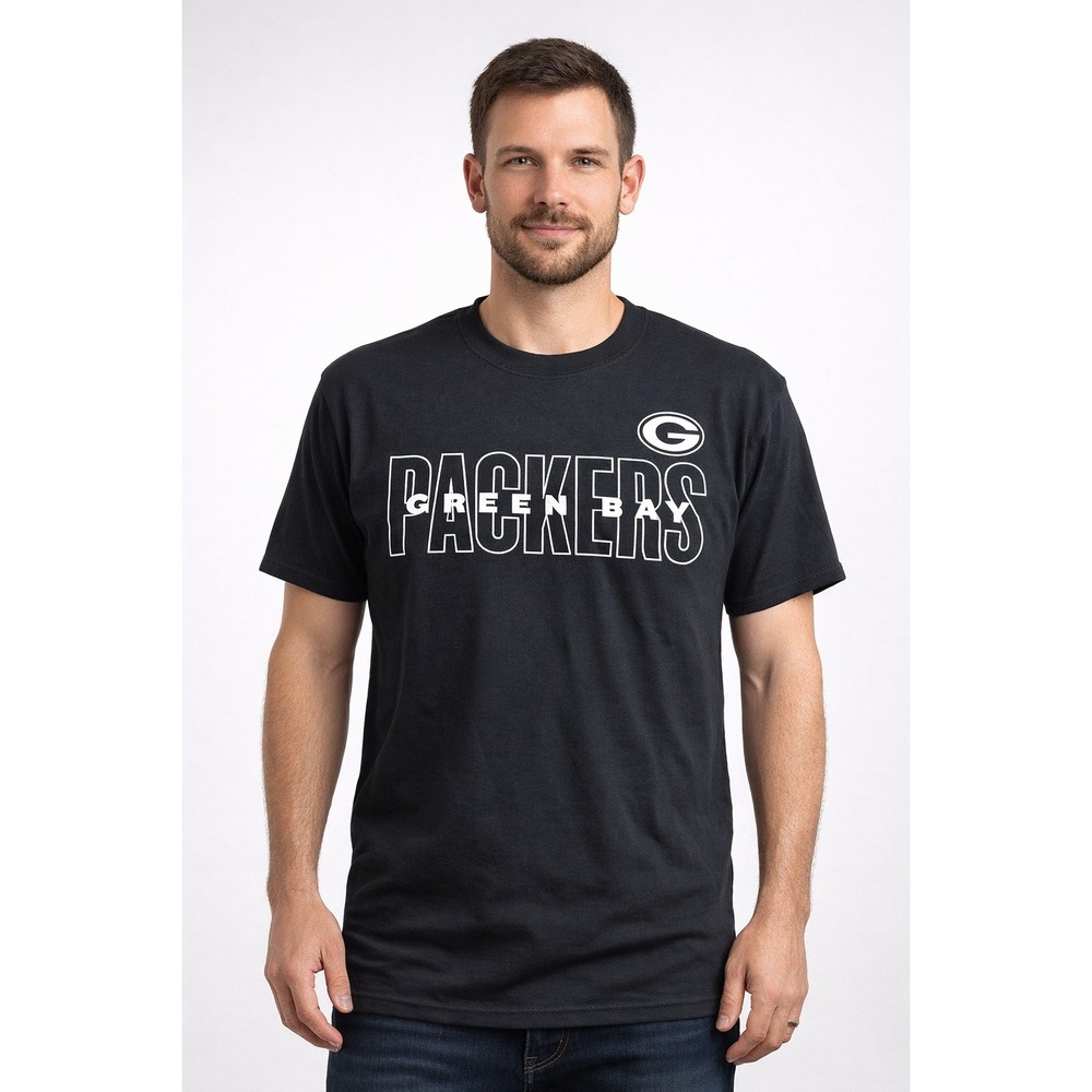 Green Bay Packers‎ NFL Team Apparel T Shirt Mens Large Black Crew Neck